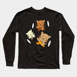 Cute kawaii smiling cats Long Sleeve T-Shirt